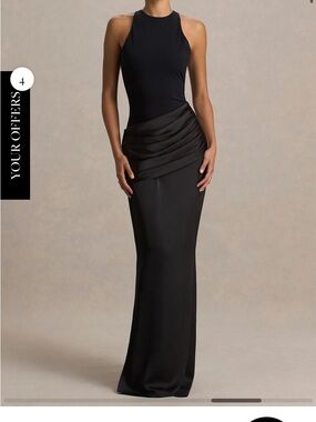 ISO Sleek Black Halter Evening Gown